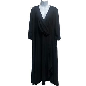 Taylor Woman Black V-Neck Surplice Top Dress 18W NWT